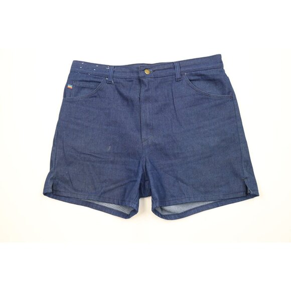 Vtg 70s Streetwear Mens 36 Distressed Above Knee Denim Jean Shorts Indigo USA